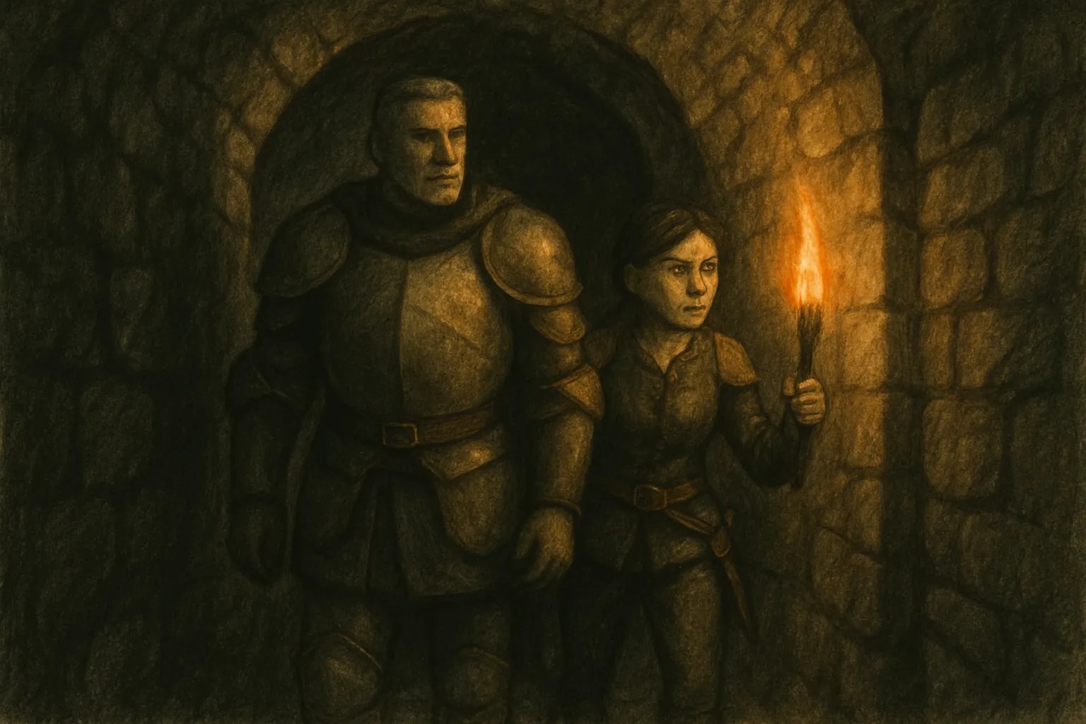 Edwin and Lara search the castle’s secret passages to find the seal but get trapped briefly.