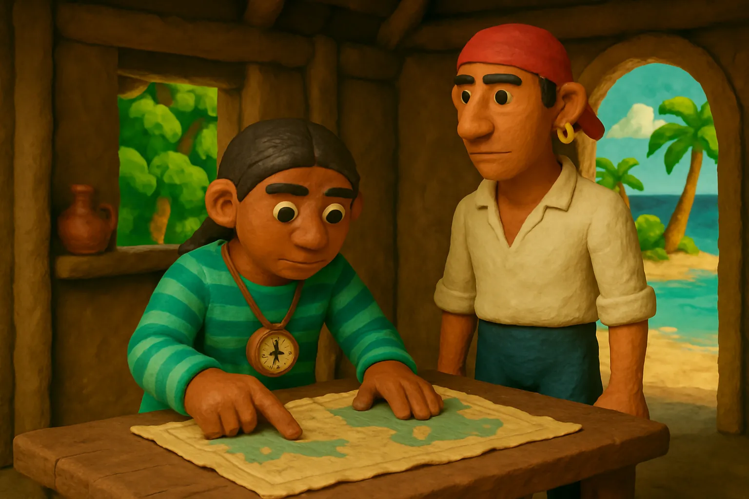 Mira checks the maps to find the water source.