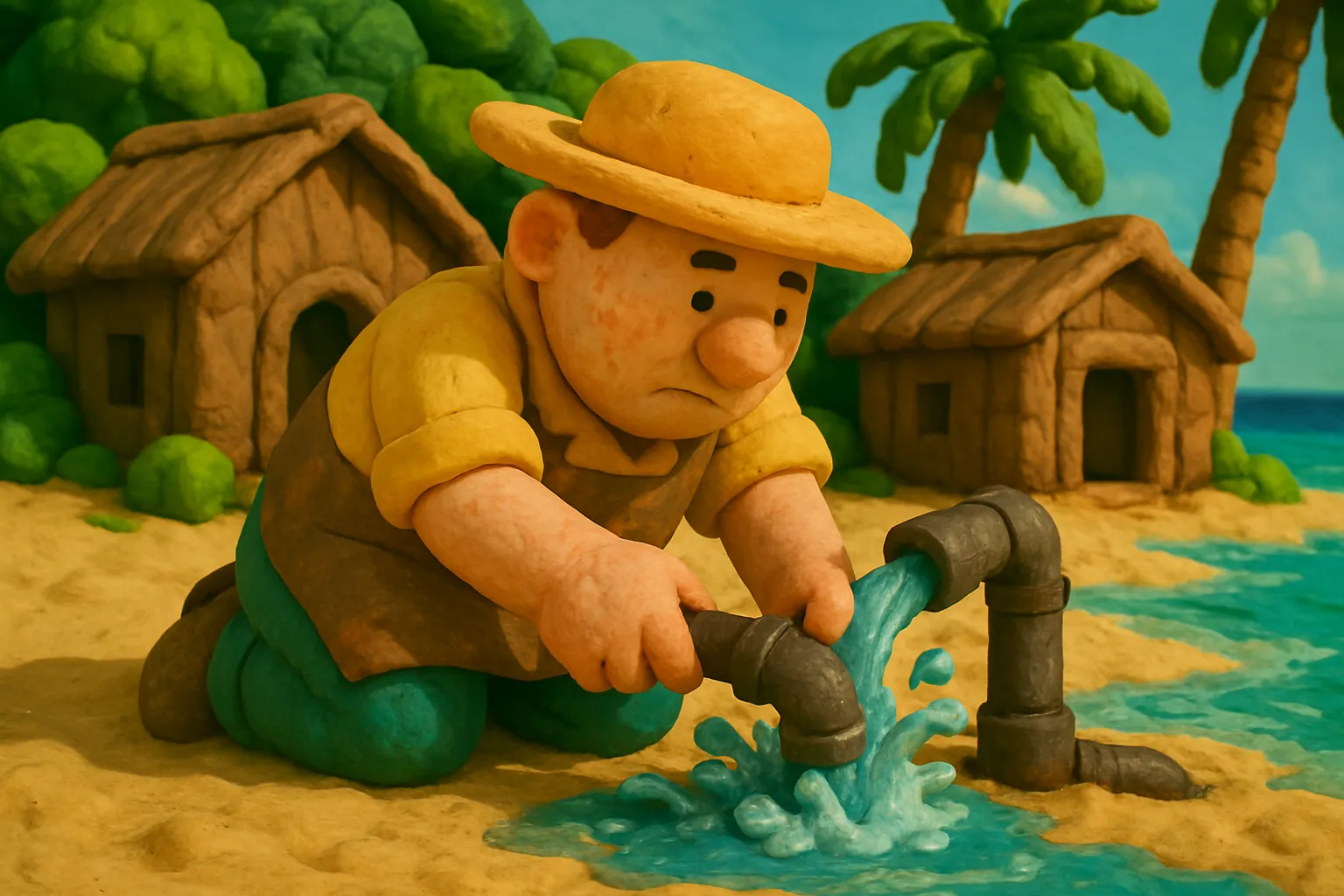 Tom tries to fix the water system but it breaks more.