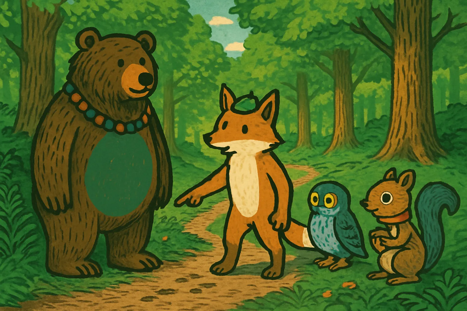 Lupi and friends see footprints in the grass.