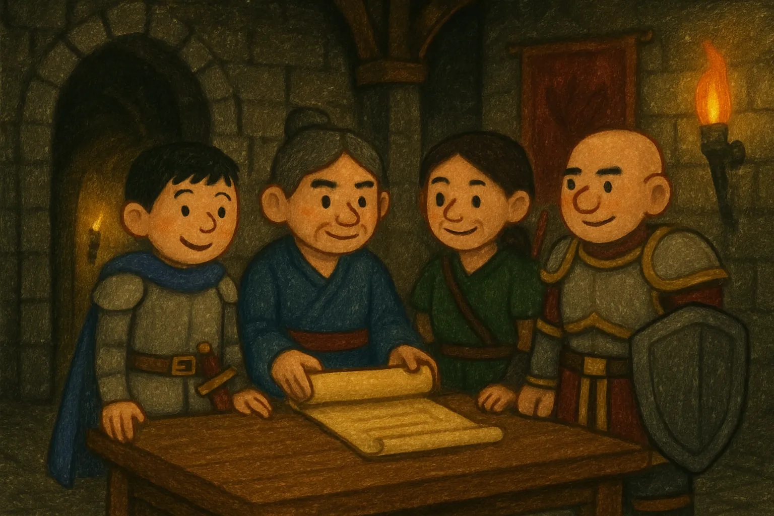모두 함께 협력하여 잃어버린 문서를 찾고 문제를 해결합니다.