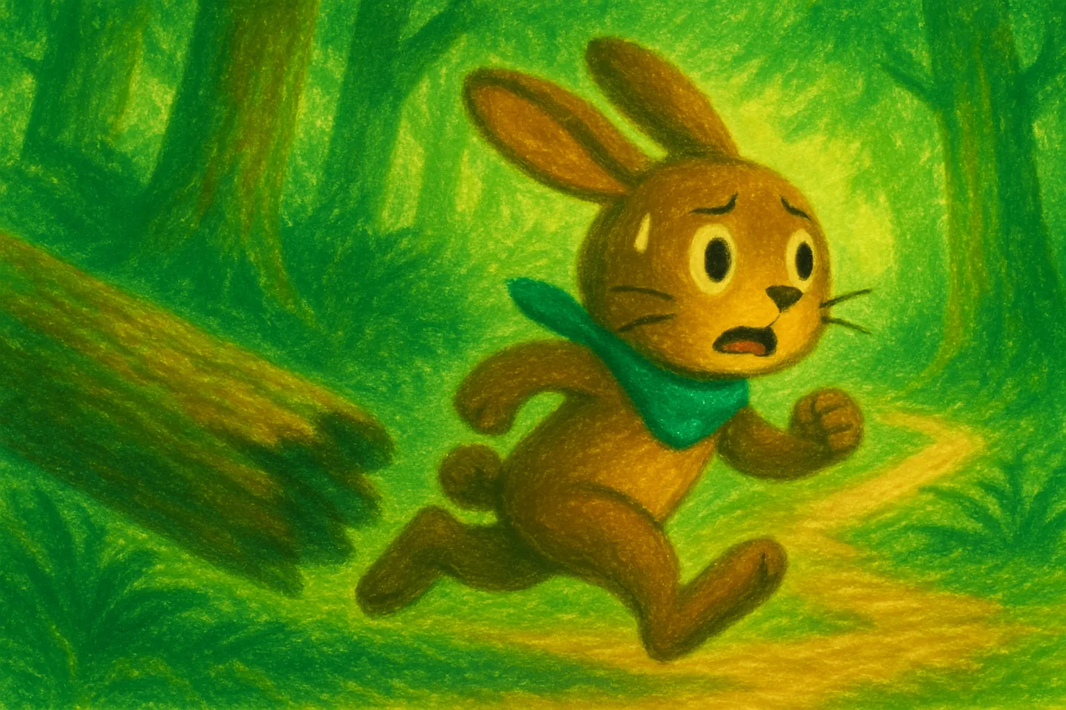 Conejo tries to stop the trees falling but he is too slow.