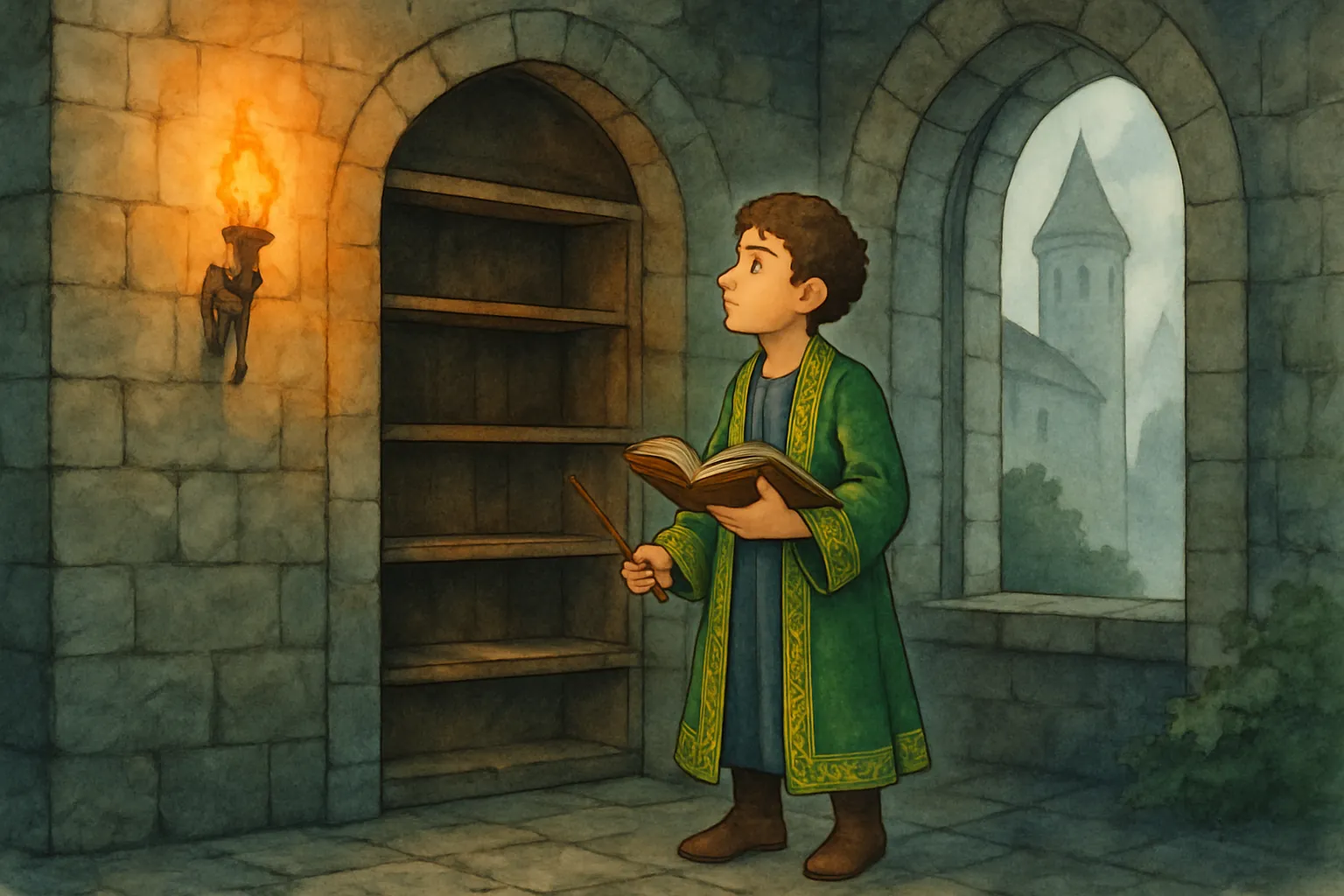 Mira finds the old spell book is not there.