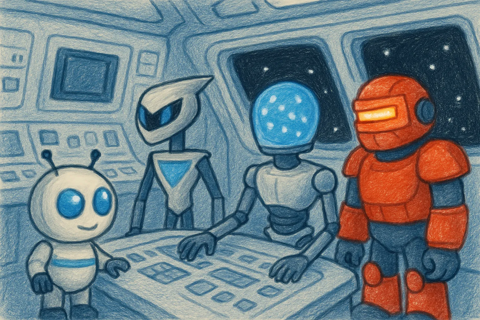 Ilia ŝipo havas teknikan problemon kaj la robotoj ne scias solvi ĝin rapide.