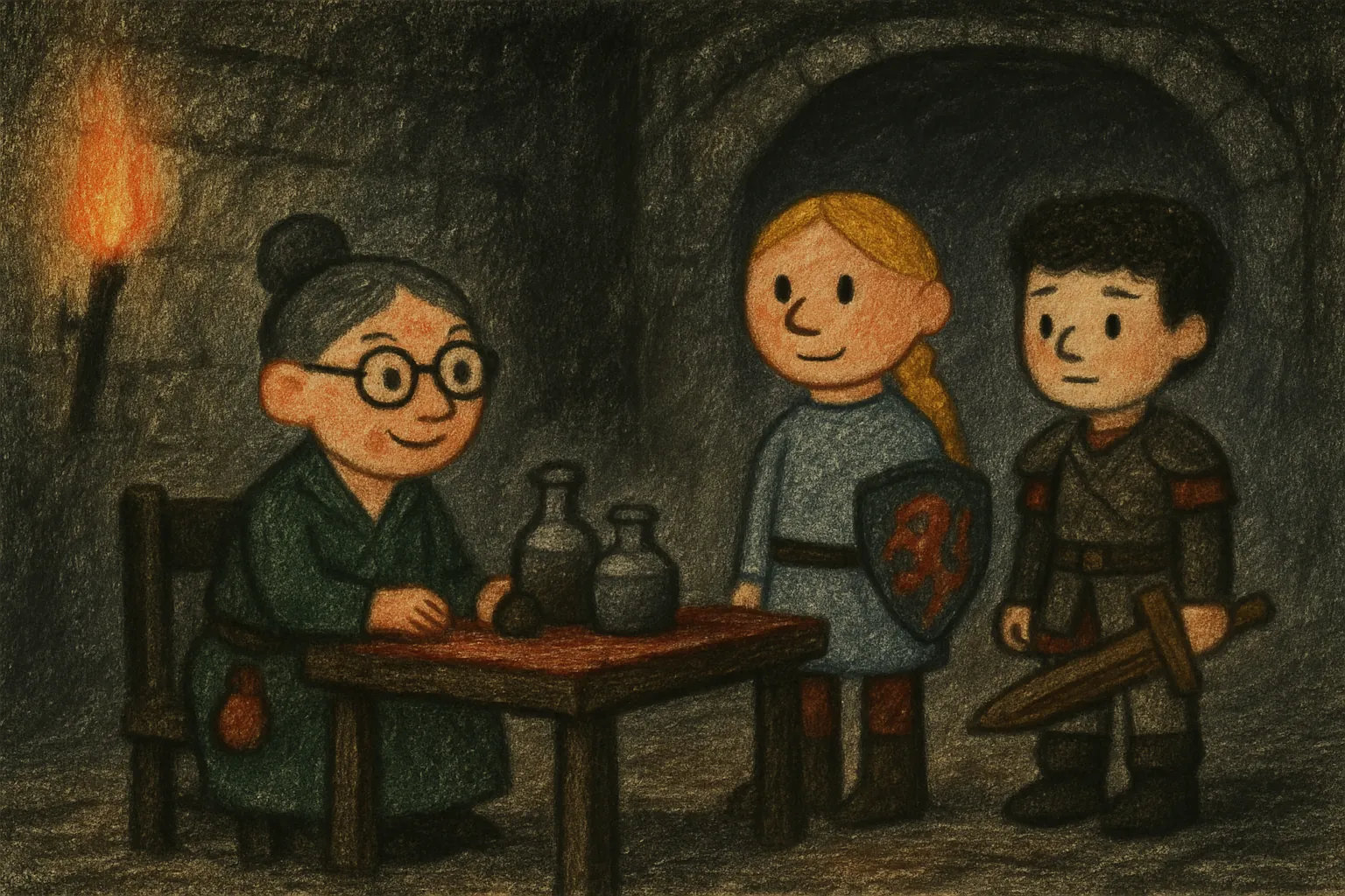 Ella and Jorik find the castle healer Gwen working fast.