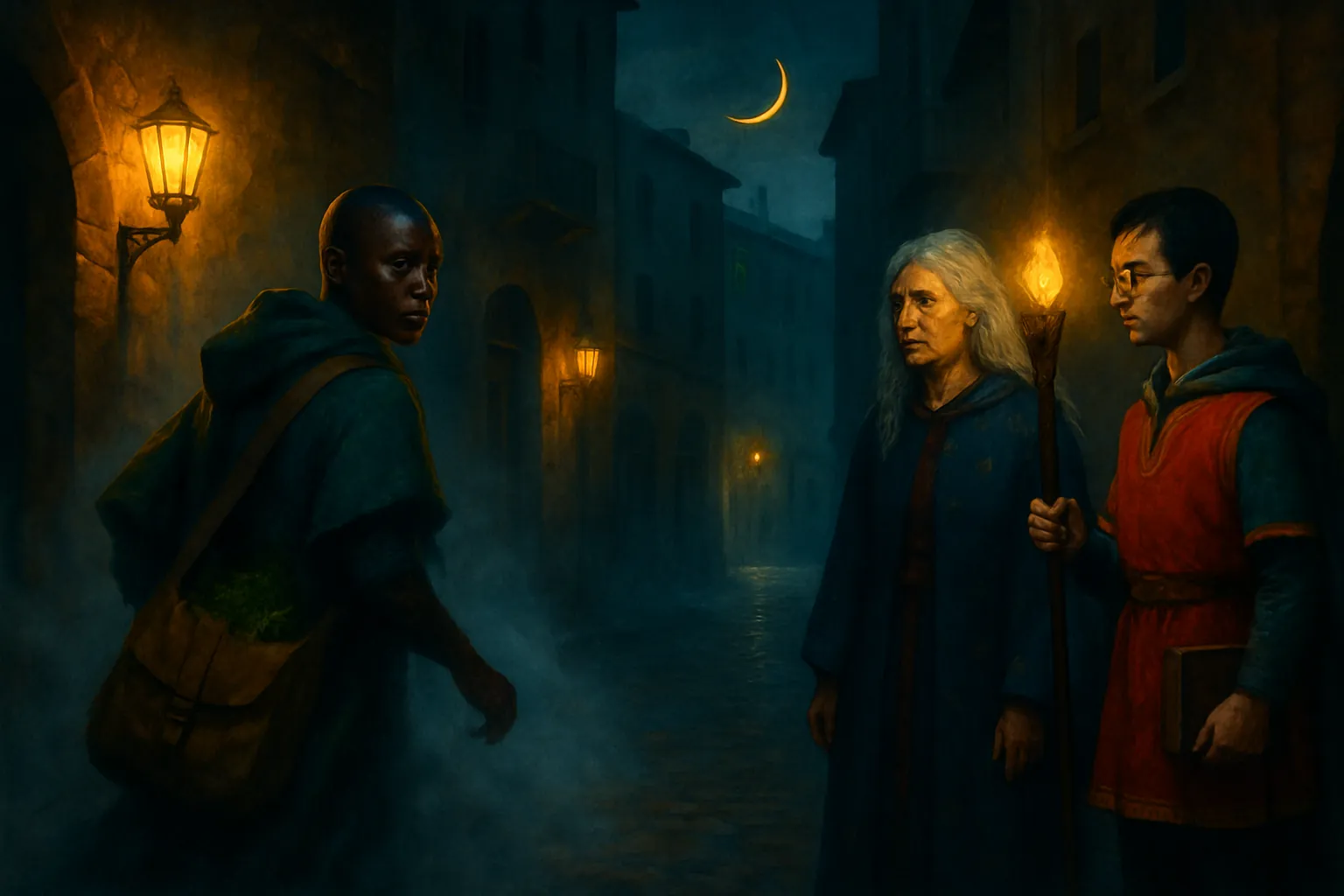 Zara looks at them and disappears between the shadowed streets.