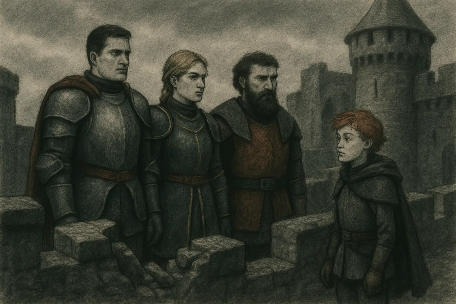 Though the castle is badly damaged, the knights stand together, promising to protect what is left.