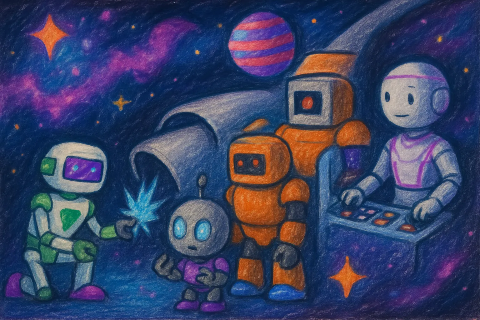 The ship breaks and the robots cannot move.