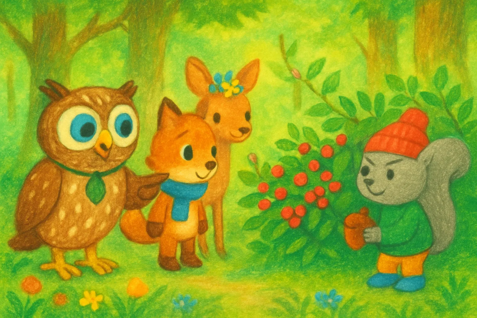 Mawr shows them a hidden berry bush.