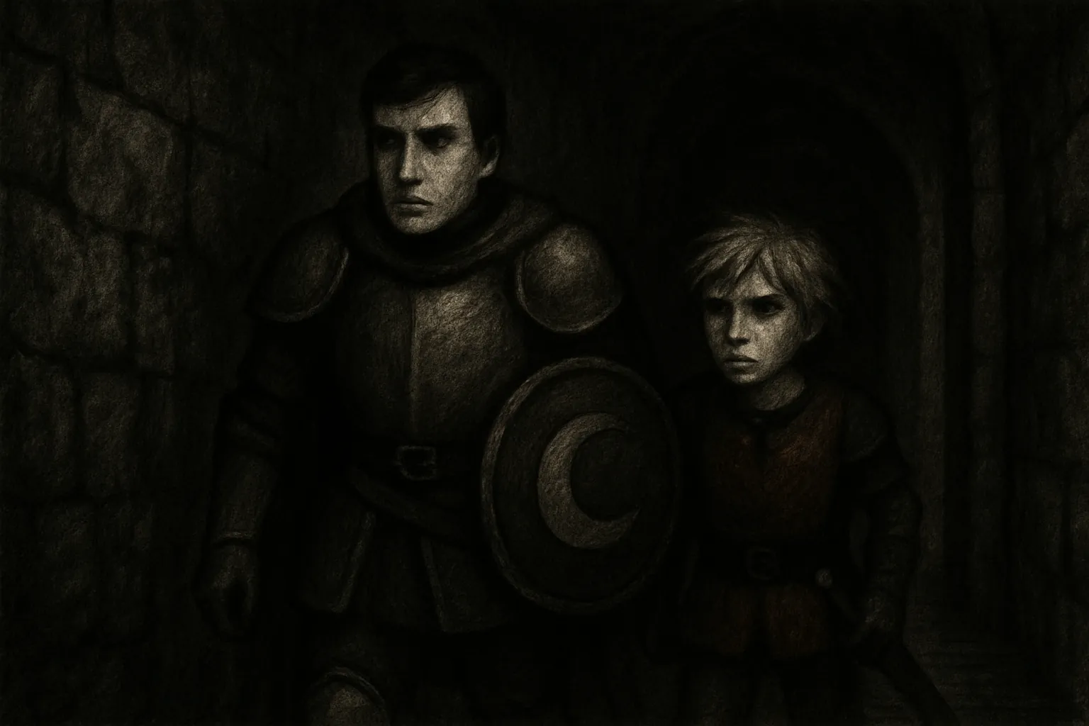 Dentro del castillo, la sombra crece y cubre los pasillos, haciendo difícil ver y respirar.